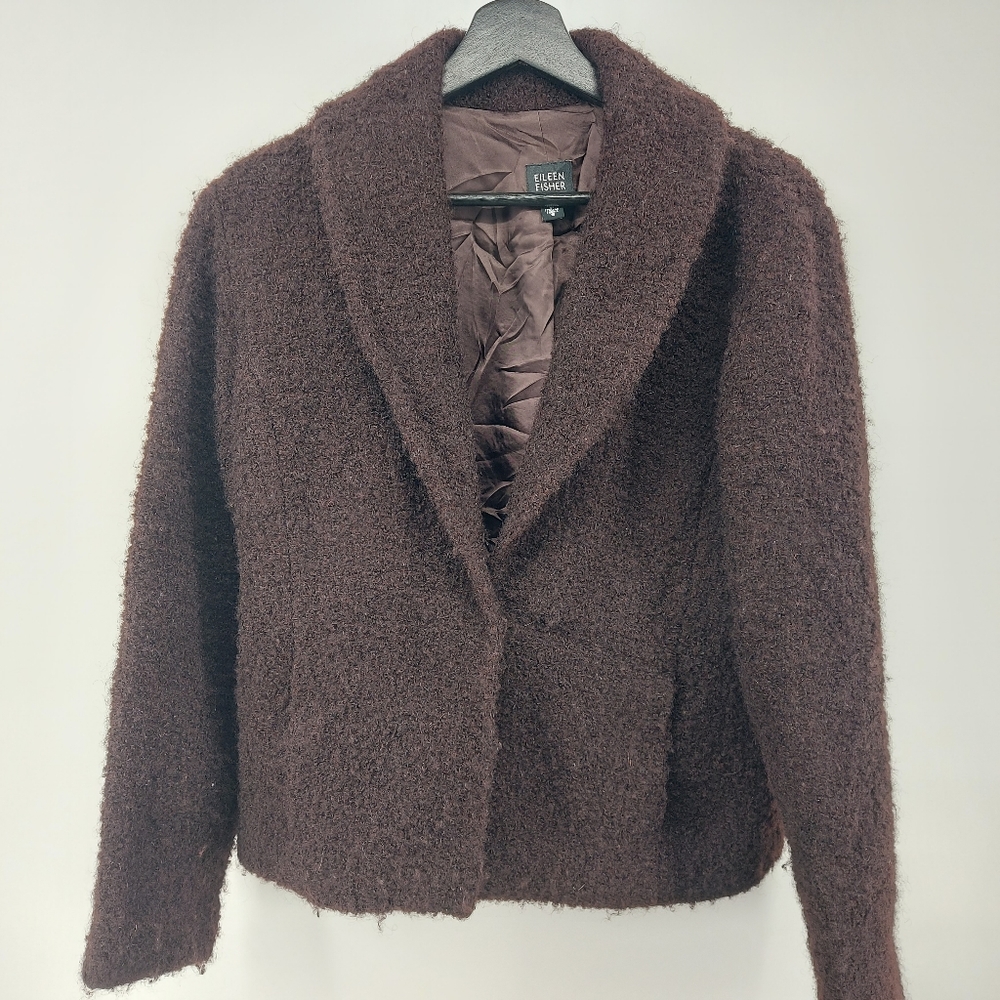Eileen Fisher Wool Jacket size small burgandy